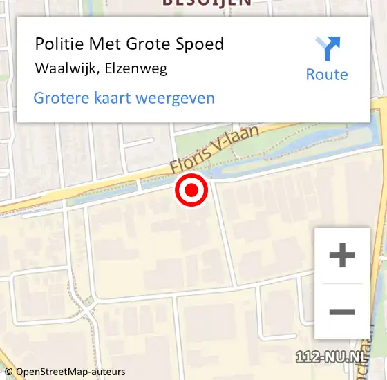 Locatie op kaart van de 112 melding: Politie Met Grote Spoed Naar Waalwijk, Elzenweg op 5 oktober 2023 22:24