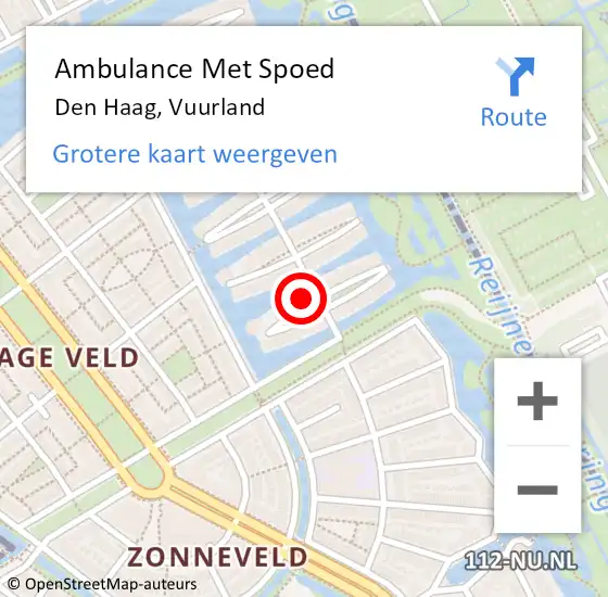 Locatie op kaart van de 112 melding: Ambulance Met Spoed Naar Den Haag, Vuurland op 5 oktober 2023 22:26