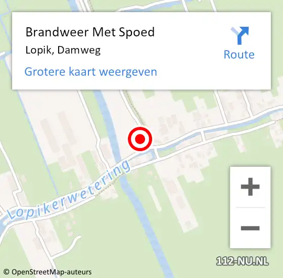 Locatie op kaart van de 112 melding: Brandweer Met Spoed Naar Lopik, Damweg op 5 oktober 2023 22:40