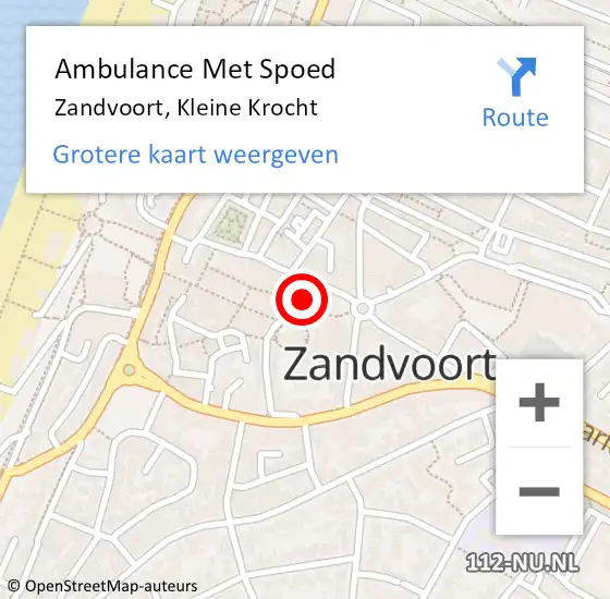 Locatie op kaart van de 112 melding: Ambulance Met Spoed Naar Zandvoort, Kleine Krocht op 5 oktober 2023 22:56