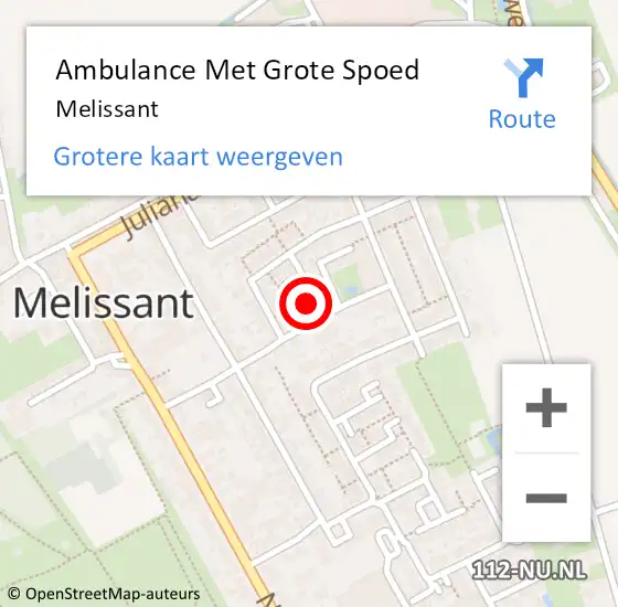 Locatie op kaart van de 112 melding: Ambulance Met Grote Spoed Naar Melissant op 5 oktober 2023 23:08