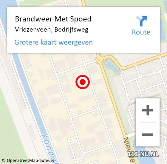 Locatie op kaart van de 112 melding: Brandweer Met Spoed Naar Vriezenveen, Bedrijfsweg op 5 oktober 2023 23:35