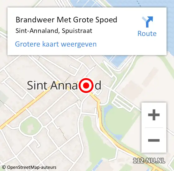 Locatie op kaart van de 112 melding: Brandweer Met Grote Spoed Naar Sint-Annaland, Spuistraat op 10 september 2014 16:16