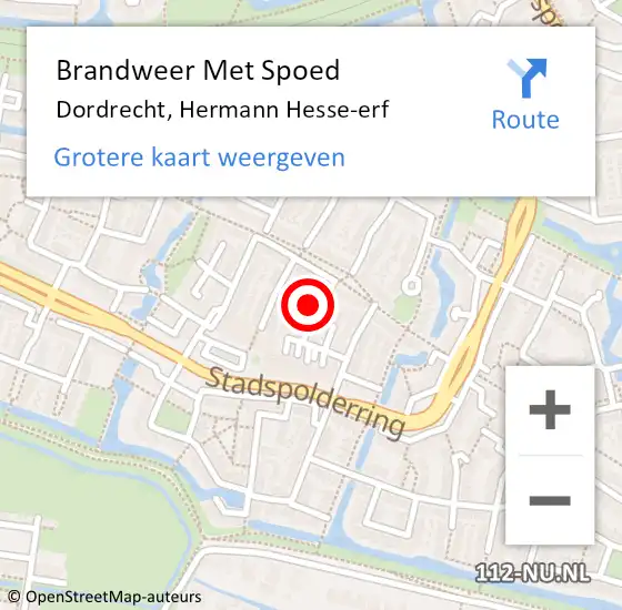 Locatie op kaart van de 112 melding: Brandweer Met Spoed Naar Dordrecht, Hermann Hesse-erf op 6 oktober 2023 00:34