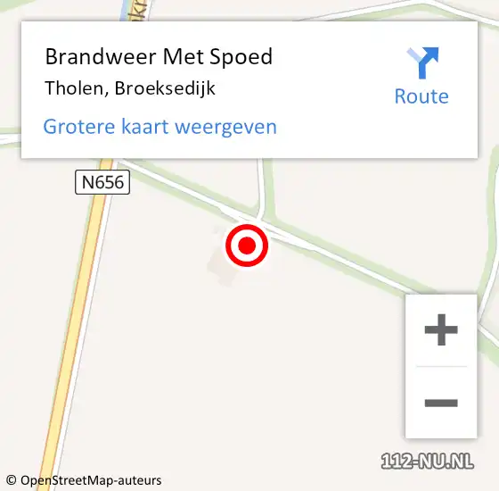 Locatie op kaart van de 112 melding: Brandweer Met Spoed Naar Tholen, Broeksedijk op 6 oktober 2023 00:35