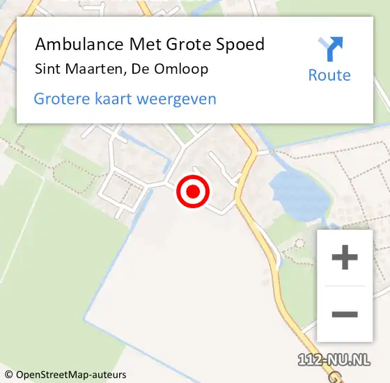 Locatie op kaart van de 112 melding: Ambulance Met Grote Spoed Naar Sint Maarten, De Omloop op 6 oktober 2023 01:50