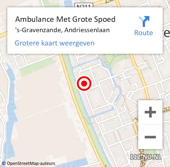 Locatie op kaart van de 112 melding: Ambulance Met Grote Spoed Naar 's-Gravenzande, Andriessenlaan op 6 oktober 2023 02:03
