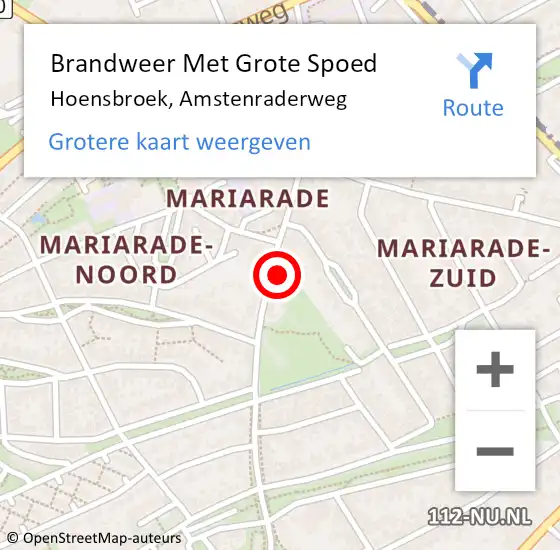 Locatie op kaart van de 112 melding: Brandweer Met Grote Spoed Naar Hoensbroek, Amstenraderweg op 6 oktober 2023 02:39