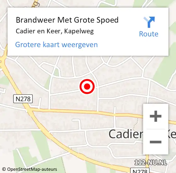 Locatie op kaart van de 112 melding: Brandweer Met Grote Spoed Naar Cadier en Keer, Kapelweg op 6 oktober 2023 03:18
