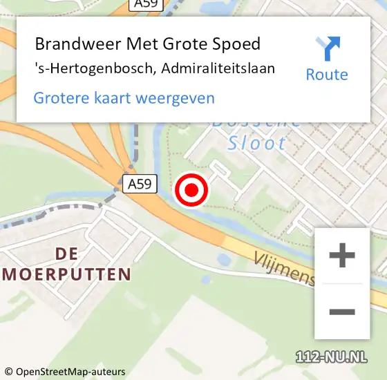 Locatie op kaart van de 112 melding: Brandweer Met Grote Spoed Naar 's-Hertogenbosch, Admiraliteitslaan op 6 oktober 2023 04:03