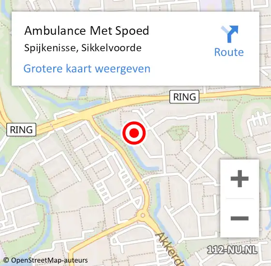 Locatie op kaart van de 112 melding: Ambulance Met Spoed Naar Spijkenisse, Sikkelvoorde op 6 oktober 2023 04:59