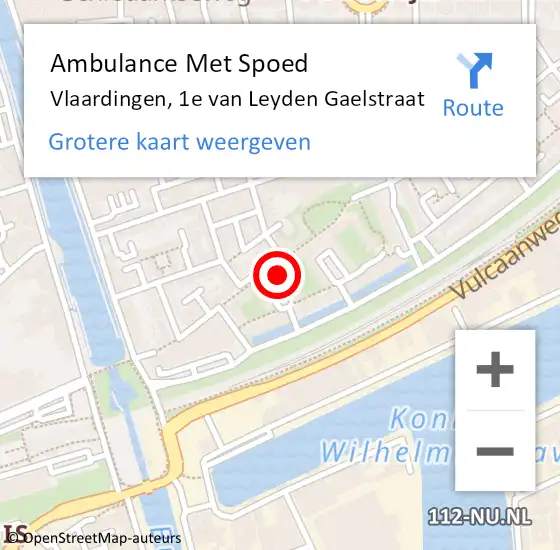Locatie op kaart van de 112 melding: Ambulance Met Spoed Naar Vlaardingen, 1e van Leyden Gaelstraat op 6 oktober 2023 06:00