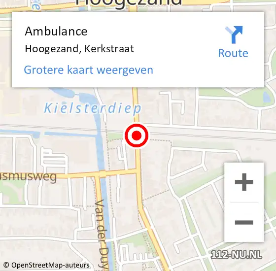 Locatie op kaart van de 112 melding: Ambulance Hoogezand, Kerkstraat op 10 september 2014 16:34