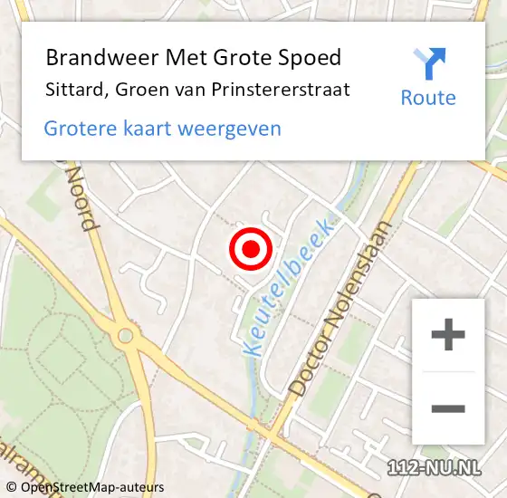 Locatie op kaart van de 112 melding: Brandweer Met Grote Spoed Naar Sittard, Groen van Prinstererstraat op 6 oktober 2023 08:04