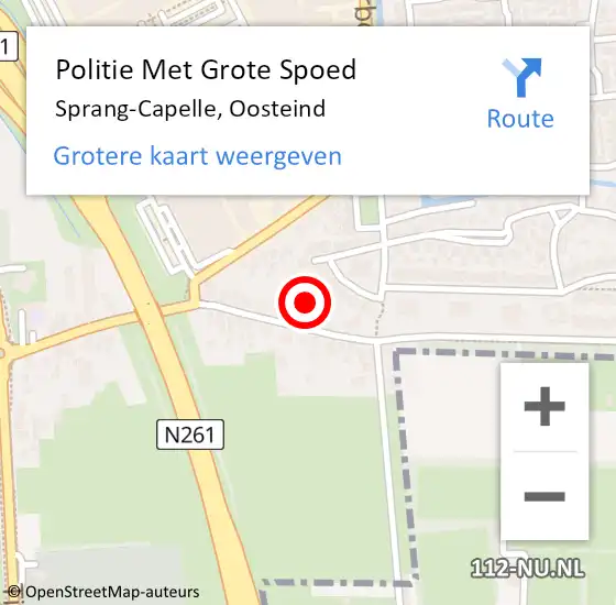 Locatie op kaart van de 112 melding: Politie Met Grote Spoed Naar Sprang-Capelle, Oosteind op 6 oktober 2023 08:18