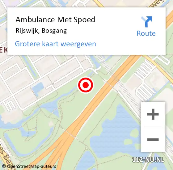 Locatie op kaart van de 112 melding: Ambulance Met Spoed Naar Rijswijk, Bosgang op 6 oktober 2023 08:24