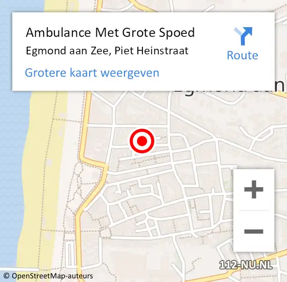 Locatie op kaart van de 112 melding: Ambulance Met Grote Spoed Naar Egmond aan Zee, Piet Heinstraat op 6 oktober 2023 08:29