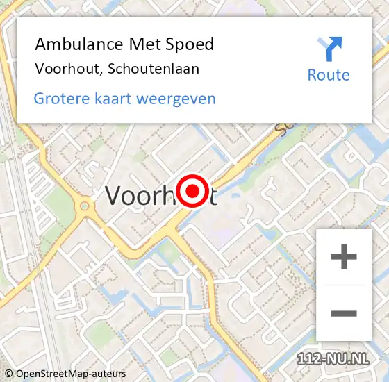 Locatie op kaart van de 112 melding: Ambulance Met Spoed Naar Voorhout, Schoutenlaan op 6 oktober 2023 08:45