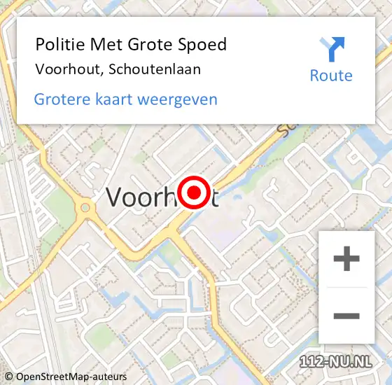Locatie op kaart van de 112 melding: Politie Met Grote Spoed Naar Voorhout, Schoutenlaan op 6 oktober 2023 08:45