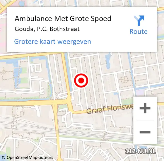 Locatie op kaart van de 112 melding: Ambulance Met Grote Spoed Naar Gouda, P.C. Bothstraat op 6 oktober 2023 09:01