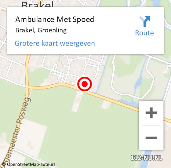 Locatie op kaart van de 112 melding: Ambulance Met Spoed Naar Brakel, Groenling op 10 september 2014 16:41