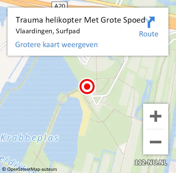 Locatie op kaart van de 112 melding: Trauma helikopter Met Grote Spoed Naar Vlaardingen, Surfpad op 6 oktober 2023 09:22