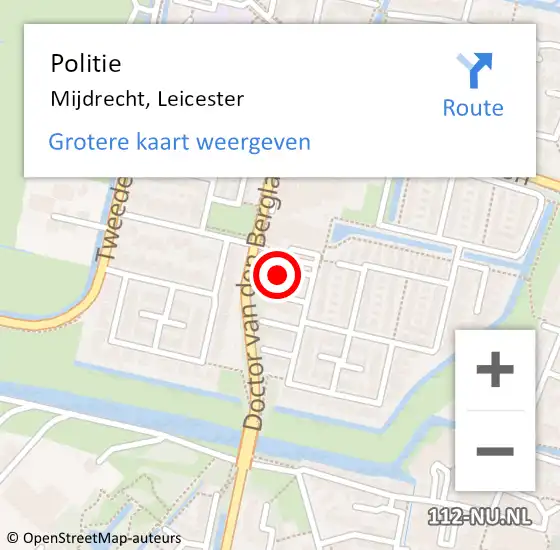 Locatie op kaart van de 112 melding: Politie Mijdrecht, Leicester op 6 oktober 2023 09:27