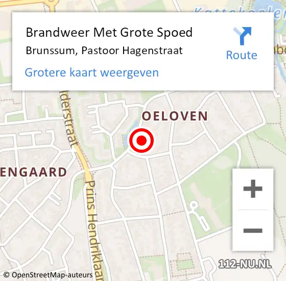 Locatie op kaart van de 112 melding: Brandweer Met Grote Spoed Naar Brunssum, Pastoor Hagenstraat op 6 oktober 2023 09:32