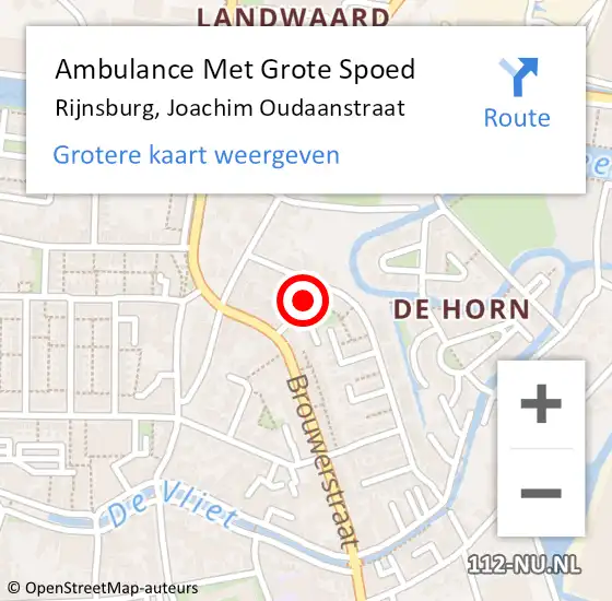 Locatie op kaart van de 112 melding: Ambulance Met Grote Spoed Naar Rijnsburg, Joachim Oudaanstraat op 10 september 2014 16:46