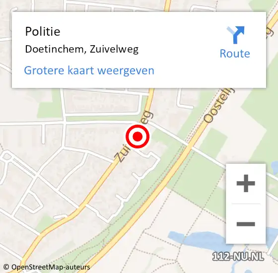 Locatie op kaart van de 112 melding: Politie Doetinchem, Zuivelweg op 6 oktober 2023 10:28