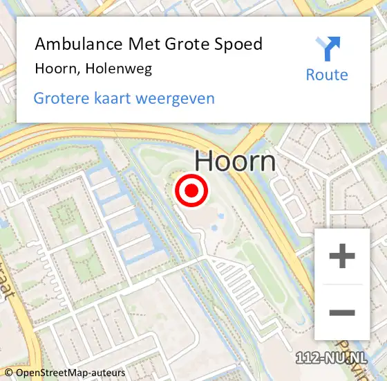 Locatie op kaart van de 112 melding: Ambulance Met Grote Spoed Naar Hoorn, Holenweg op 6 oktober 2023 10:52