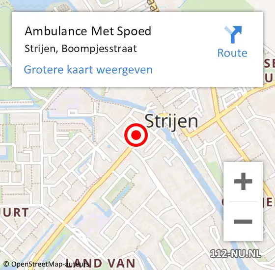 Locatie op kaart van de 112 melding: Ambulance Met Spoed Naar Strijen, Boompjesstraat op 6 oktober 2023 11:09