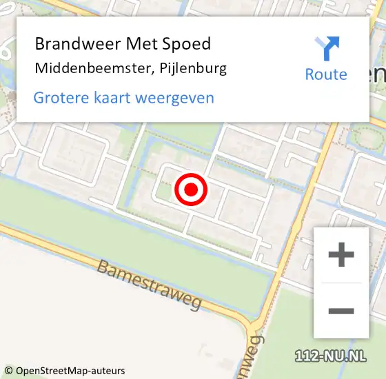 Locatie op kaart van de 112 melding: Brandweer Met Spoed Naar Middenbeemster, Pijlenburg op 6 oktober 2023 11:18