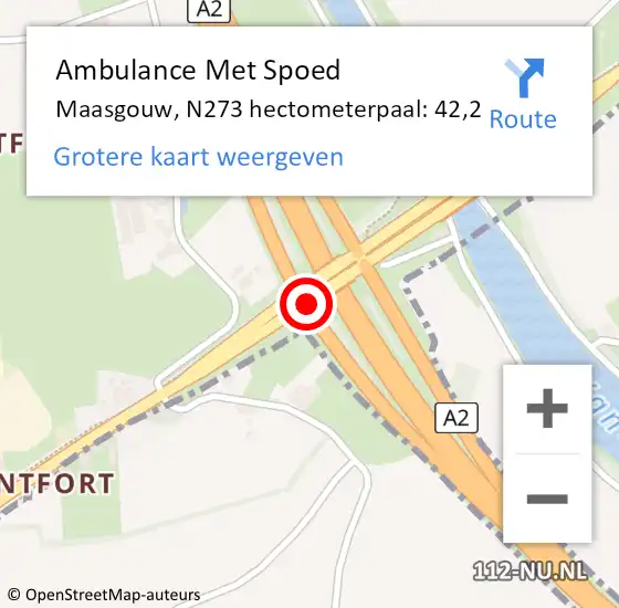 Locatie op kaart van de 112 melding: Ambulance Met Spoed Naar Maasgouw, N273 hectometerpaal: 42,2 op 6 oktober 2023 11:25