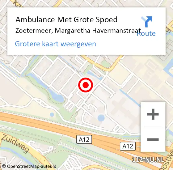 Locatie op kaart van de 112 melding: Ambulance Met Grote Spoed Naar Zoetermeer, Margaretha Havermanstraat op 6 oktober 2023 11:31