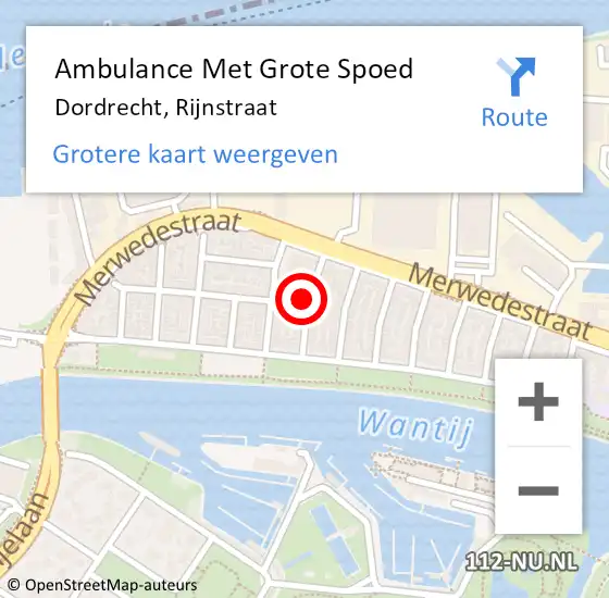 Locatie op kaart van de 112 melding: Ambulance Met Grote Spoed Naar Dordrecht, Rijnstraat op 6 oktober 2023 12:03