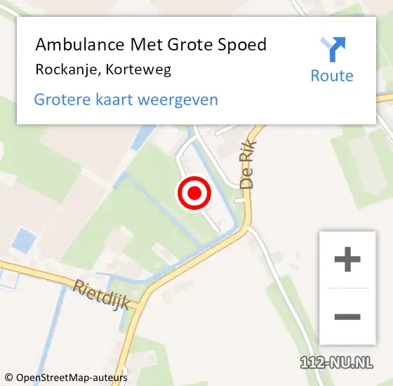 Locatie op kaart van de 112 melding: Ambulance Met Grote Spoed Naar Rockanje, Korteweg op 6 oktober 2023 12:33