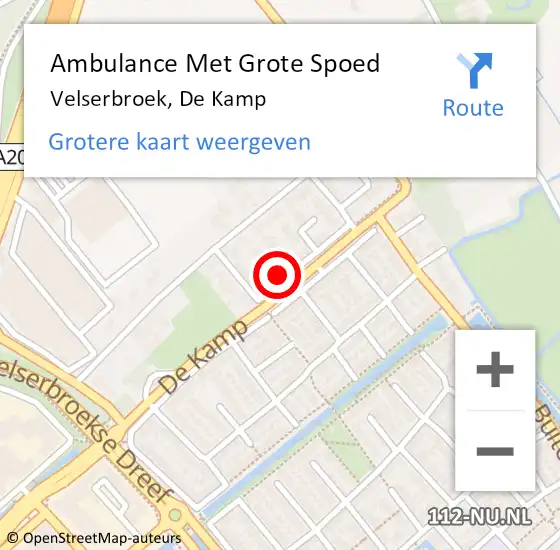 Locatie op kaart van de 112 melding: Ambulance Met Grote Spoed Naar Velserbroek, De Kamp op 6 oktober 2023 13:05
