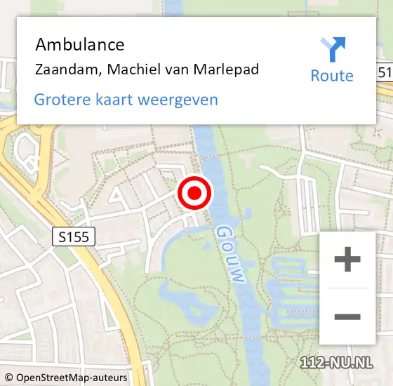 Locatie op kaart van de 112 melding: Ambulance Zaandam, Machiel van Marlepad op 6 oktober 2023 13:15