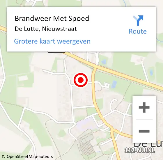 Locatie op kaart van de 112 melding: Brandweer Met Spoed Naar De Lutte, Nieuwstraat op 6 oktober 2023 13:23