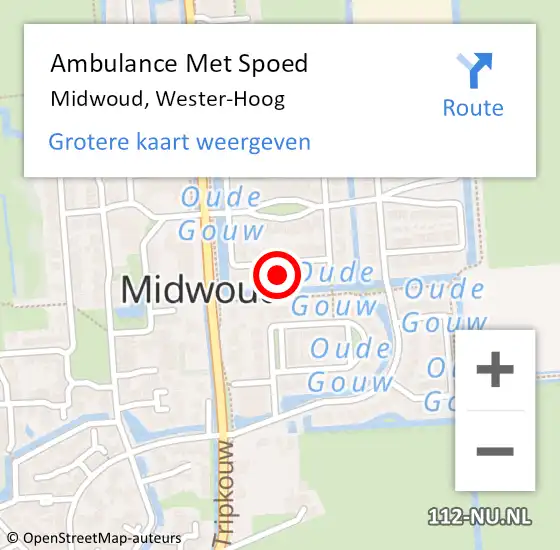 Locatie op kaart van de 112 melding: Ambulance Met Spoed Naar Midwoud, Wester-Hoog op 10 september 2014 17:13