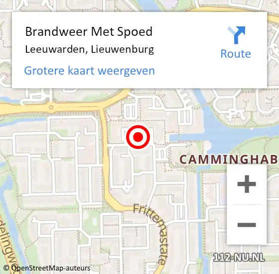 Locatie op kaart van de 112 melding: Brandweer Met Spoed Naar Leeuwarden, Lieuwenburg op 6 oktober 2023 14:18