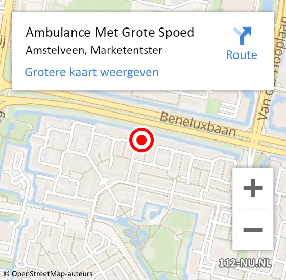 Locatie op kaart van de 112 melding: Ambulance Met Grote Spoed Naar Amstelveen, Marketentster op 6 oktober 2023 14:31