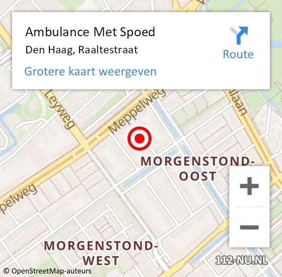 Locatie op kaart van de 112 melding: Ambulance Met Spoed Naar Den Haag, Raaltestraat op 6 oktober 2023 14:32