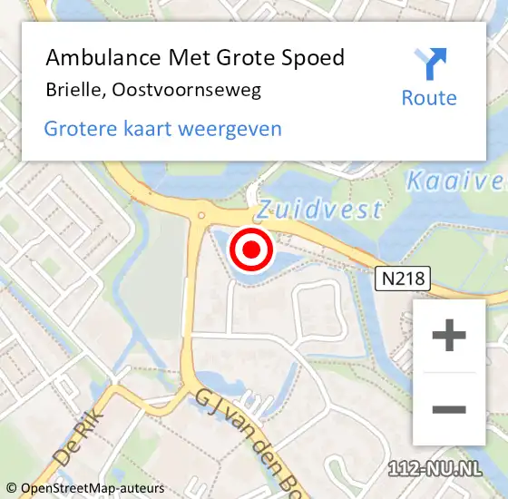 Locatie op kaart van de 112 melding: Ambulance Met Grote Spoed Naar Brielle, Oostvoornseweg op 6 oktober 2023 14:35