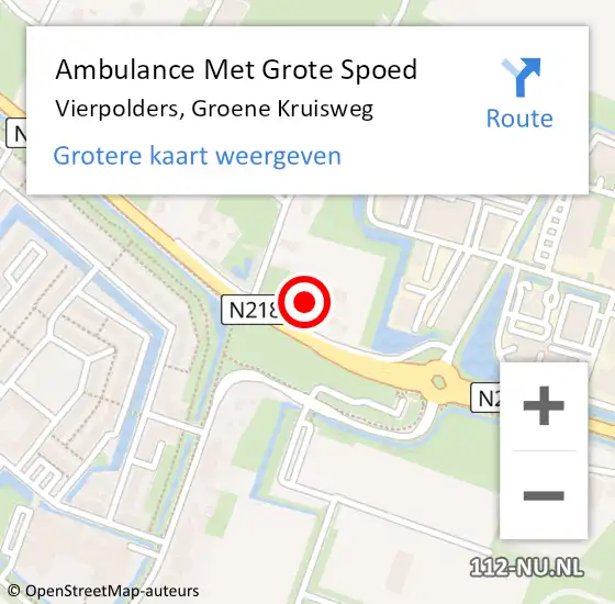 Locatie op kaart van de 112 melding: Ambulance Met Grote Spoed Naar Vierpolders, Groene Kruisweg op 6 oktober 2023 14:37