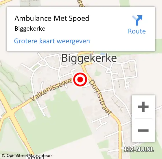 Locatie op kaart van de 112 melding: Ambulance Met Spoed Naar Biggekerke op 6 oktober 2023 14:53
