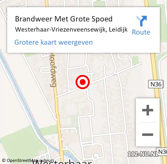Locatie op kaart van de 112 melding: Brandweer Met Grote Spoed Naar Westerhaar-Vriezenveensewijk, Leidijk op 6 oktober 2023 15:06