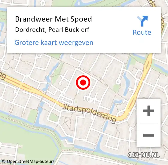 Locatie op kaart van de 112 melding: Brandweer Met Spoed Naar Dordrecht, Pearl Buck-erf op 6 oktober 2023 15:26