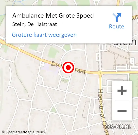 Locatie op kaart van de 112 melding: Ambulance Met Grote Spoed Naar Stein, De Halstraat op 10 september 2014 17:27